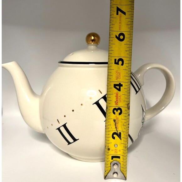 ARTHUR WOOD “TEATIME” TEAPOT Roman Numerals Clock Pattern England Made UK Pier 1 - Picture 12 of 13
